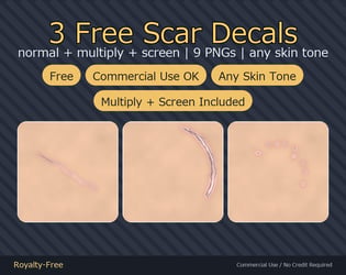 3 Free Scar Decals - 3 Blend Versions, 9 PNGs | Works on Any Skin Tone