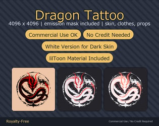 Dragon Tattoo Decal - 4K + Emission Mask | Any Avatar, Skin, Clothes or Props