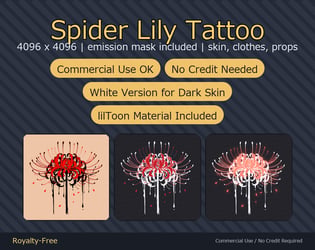 Spider Lily Tattoo Decal - 4K + Emission Mask | Any Avatar, Skin, Clothes or Props