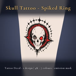 Skull Tattoo Decal - Spiked Ring - 4K, 7 Colours + Emission Mask | Any Avatar, Skin, Clothes or Props