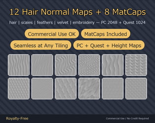 12 Hair Normal Maps + 8 MatCaps - Scales, Feathers & Embroidery | Works on Any Avatar