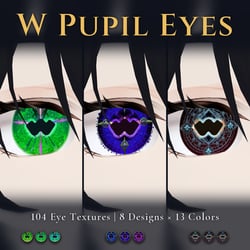104 Magic Eye Decals - 8 Double-Pupil Designs x 13 Colors | Works on Any Avatar