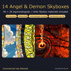 14 Angel & Demon Skyboxes - Heaven & Hell 360 Panoramas | 4K + 2K Equirectangular PNG & Unity Skybox Materials (.unitypackage)