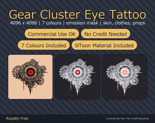 Gear Cluster Eye Tattoo Decal - 4K, 7 Colours + Emission Mask | Any Avatar, Skin, Clothes or Props