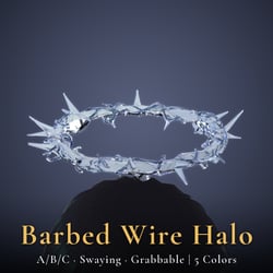 Barbed Wire Halo (A/B/C & 3-Piece Set) - Swaying, Grabbable Head Accessory | Modular Avatar, PhysBone, 5 Colours