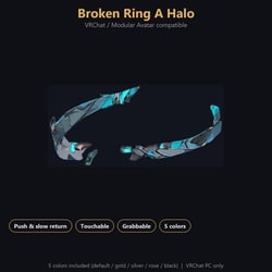 Broken Ring A Halo - Push-and-Hold, Grabbable Head Accessory | Modular Avatar, PhysBone, 5 Colours