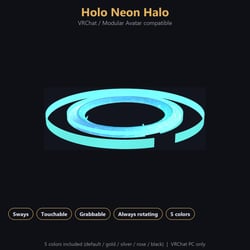 Holo Neon Halo - Swaying, Grabbable Head Accessory with Counter-Rotating Neon Rings | Modular Avatar, PhysBone, 5 Colours
