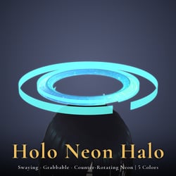 Holo Neon Halo - Swaying, Grabbable Head Accessory with Counter-Rotating Neon Rings | Modular Avatar, PhysBone, 5 Colours