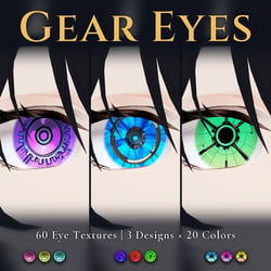60 Mechanical Gear Eye Textures - 3 Designs x 20 Colors | Fits Any Head