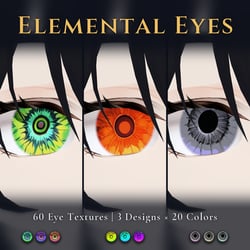 60 Flame Water Monochrome Eye Textures - 3 Designs x 20 Colors | Fits Any Head