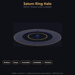Saturn Ring Halo - Spinning, Swaying, Grabbable Head Accessory with Dust Particles | Modular Avatar, PhysBone