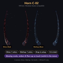 Horn C-02 - Glowing Cracks & Embers Horn Accessory | Modular Avatar, 14 Colours
