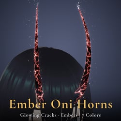 Ember Oni Horns - Glowing Cracks & Embers Horn Accessory | Modular Avatar, 14 Colours