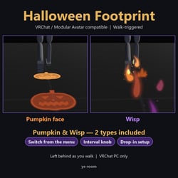 Halloween Footprints for VRChat - Pumpkin & Wisp | Left Behind As You Walk, Modular Avatar