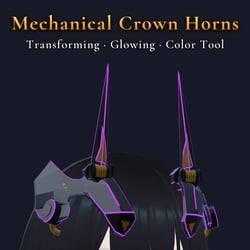 Mechanical Crown Horns — Transforming, Glowing Crown Horns with Charge Lightning and Color Tool [VRChat/MA] (Free version included)