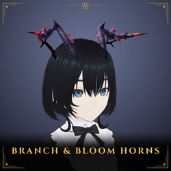 Branch and Bloom Horns — Horn Accessory with 8 Materials x 3 Reliefs (24 Looks) [VRChat/MA]