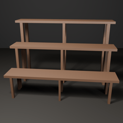 Bonsai Display Shelf - Dark Wood, All 8 Sizes | VRChat World Prop