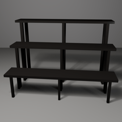 Bonsai Display Shelf - Black Lacquer, All 8 Sizes | VRChat World Prop
