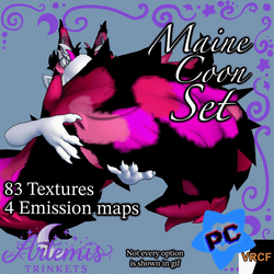 Any Base Maine Coon Fluffy Cat | Ear & Tail Set | VRCF | PC | Personal Freebie license 