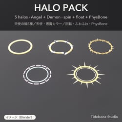 Halo Pack — 5 spinning halos with PhysBone, Angel/Demon colors | Tidebone Studio
