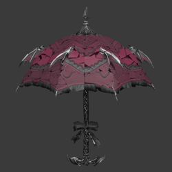 [VRChat Prop] Vampire Lace Parasol (Open) / 吸血鬼のゴシックレースパラソル（開傘状態）