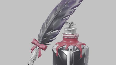 [VRChat Prop] Fallen Angel Quill & Inkwell / 堕天使の羽根ペン＆インク壺