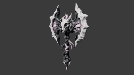 [VRChat Weapon] Bone & Lace Twin Battleaxe / 骨とフリルの悪魔双斧