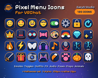 Pixel Menu Icons for VRChat — PREMIUM (120 icons)
