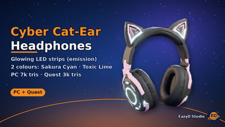 Cyber Cat-Ear Headphones - VRChat Glowing LED Headphones, 2 Colours