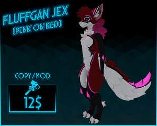 Fluffgan jex (Pink on Red)