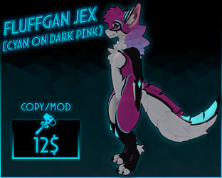 Fluffgan jex (Cyan on Dark Pink)