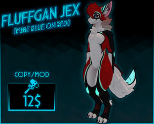 Fluffgan jex (Mint Blue on Red)