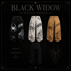 Black Widow Baggy Pants – Gothic Streetwear (VRChat / 3D)
