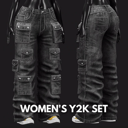 WOMEN'S Y2K 2000's SET VRChat - Cargo Pants + T-Shirt | WOLVES STUDIO