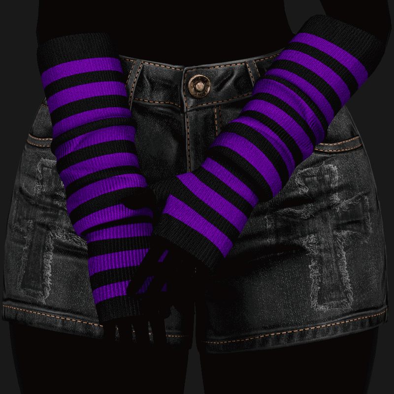 EGIRL Y2K Long Striped Fingerless Gloves Arm Warmers | PACK 10 COLORS | WOLVES STUDIO