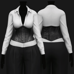 Women's Leather Gothic Corset & Long Sleeve Shirt | WOLVES STUDIO