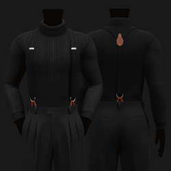 Men's [Autumn] Cozy Sweater & Vintage Suspenders Outfit | WOLVES STUDIO