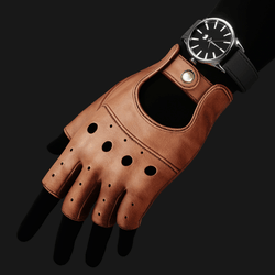 Mafia Driver Set - Fingerless Leather Gloves + Classic Analog Watch