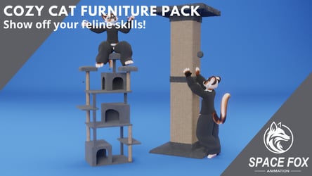Cozy Cat Furniture Pack  Fluffy Edition | VRChat 3D Assets