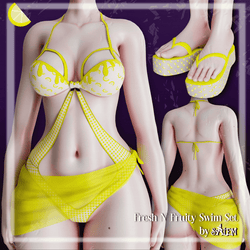 Fresh N' Fruity Swim Set | Blueberry, Watermelon, Cherry, Strawberry, Lemon, Lime, Orange Swimsuit and Flip Flops
