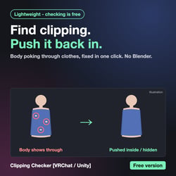 Find & fix body clipping through clothes in one click - Clipping Checker [VRChat / Unity] (Free version)