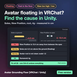 Fix floating avatar & feet sinking into the floor - Avatar Grounding Fixer [VRChat / Unity] (Free version)