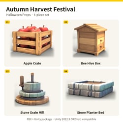 Autumn Harvest Festival: Halloween Props [4-piece set] [3D Model · VRChat/Unity]
