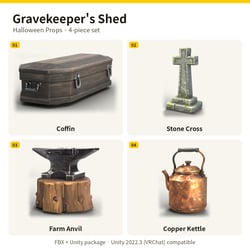 Gravekeeper's Shed: Halloween Props [4-piece set] [3D Model · VRChat/Unity]