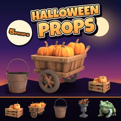 Pumpkins and Garden Decor: Halloween Props [5-piece set] [3D Model · VRChat/Unity]