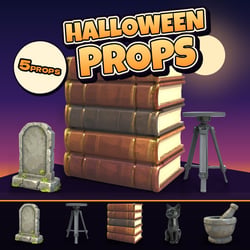 Graveyard and Witch: Halloween Props [5-piece set] [3D Model · VRChat/Unity]