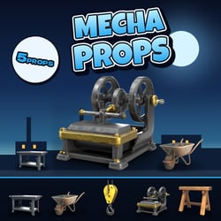 Workbench and Site Gear: Mecha Workshop Props [5-piece set] [3D Model · VRChat/Unity]