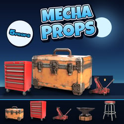 Tools and Workbench: Mecha Workshop Props [5-piece set] [3D Model · VRChat/Unity]