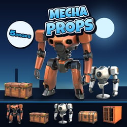 Hangar and Mech: Mecha Workshop Props [5-piece set] [3D Model · VRChat/Unity]