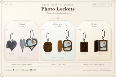 Photo Lockets — Heart, Octagon & Book | VRChat PC